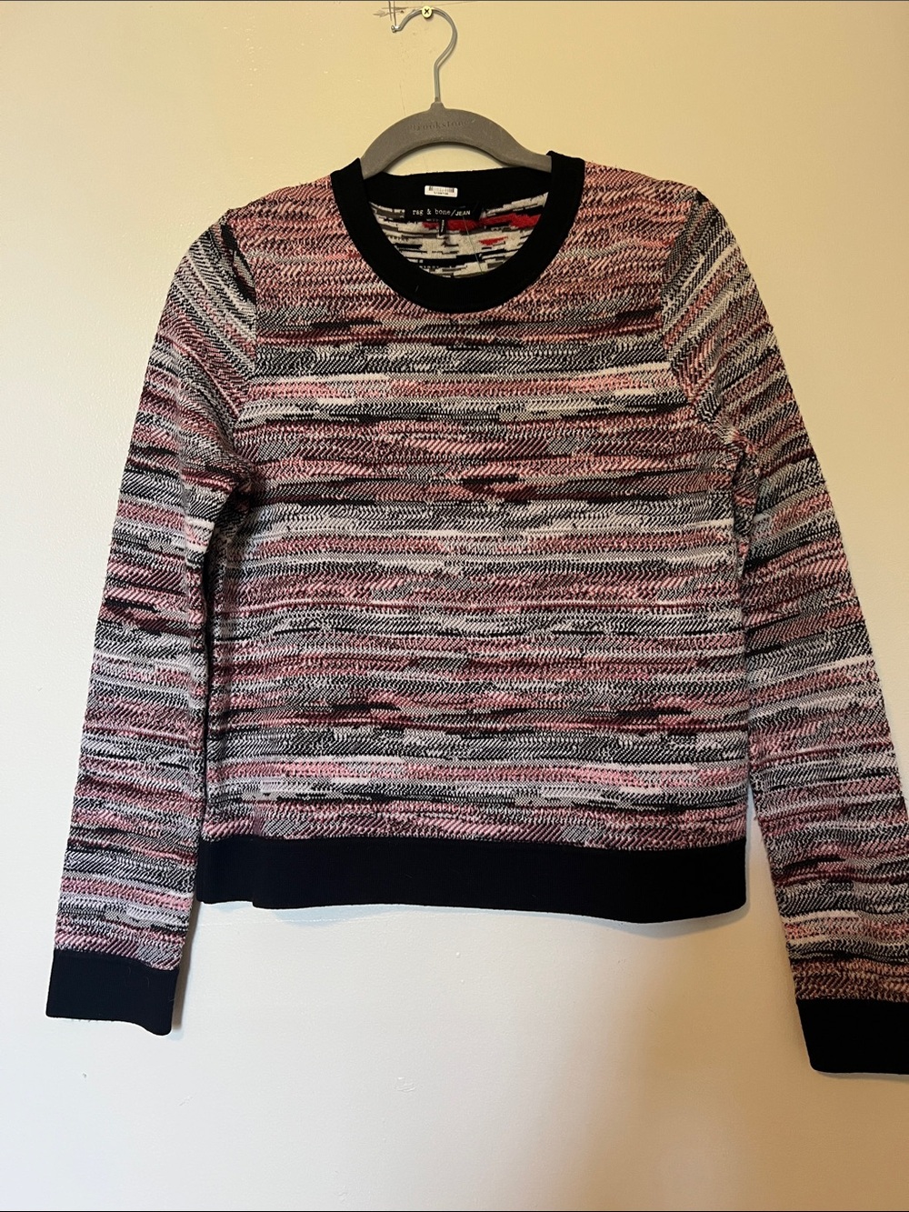 Rag&Bone Striped Crewneck Sweater - Pink/Black